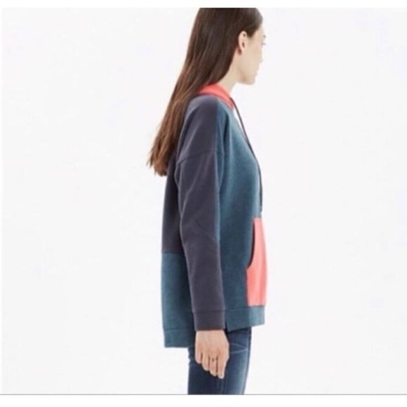 Madewell Colorblock Hoodie Sweatshirt | Split Hem, Oversized Fit, Cotton Blend - Picture 3 of 12